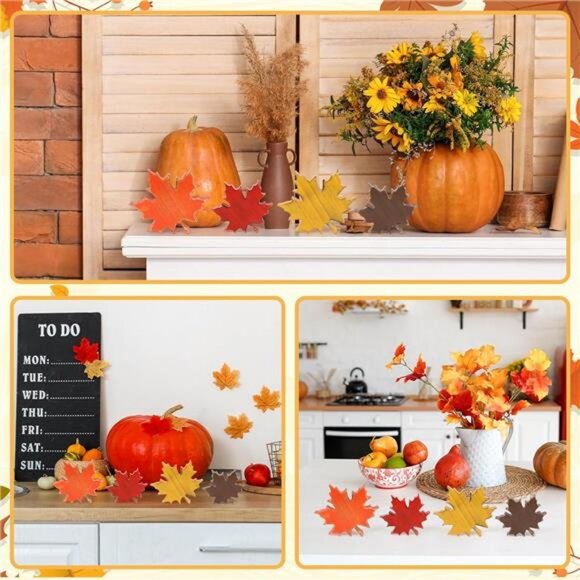 Wooden Fall Leaves Decorations for Home Office Indoor, Farmhouse - Picture 5 of 7